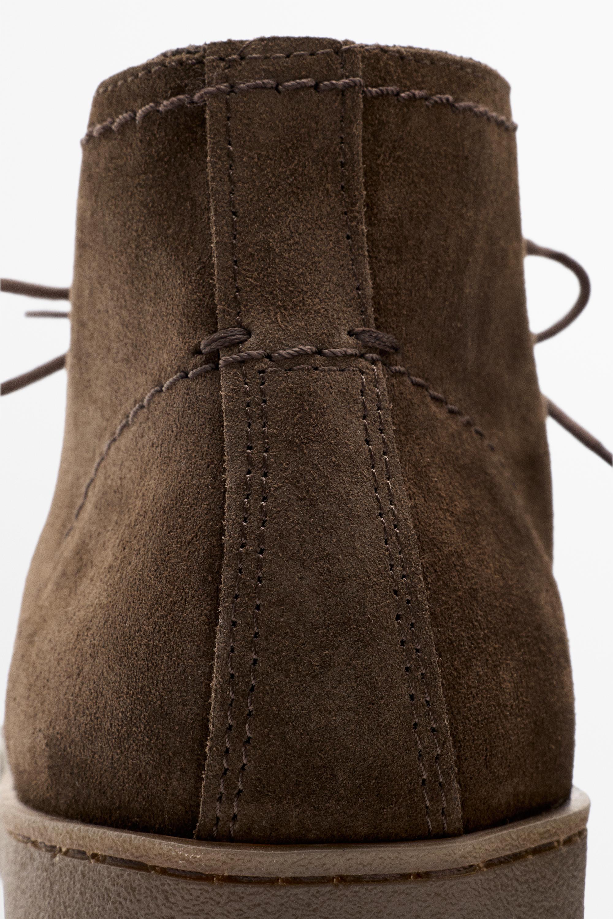 Split suede moc toe ankle-boot shoe